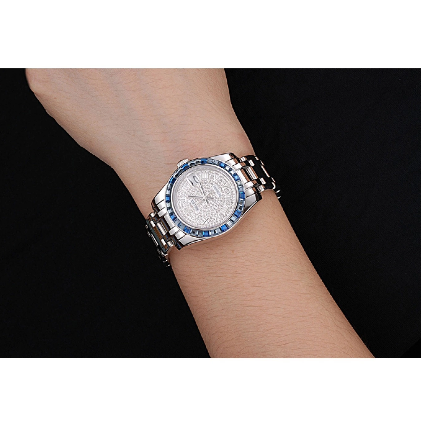 Aaa replica watch Datejust Bezel Stainless Jewels Dial Case 622834 Steel And Blue Bracelet Rolex Diamond 0612
